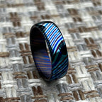 Timascus Wedding Band, Domed — Titanium Damascus Ring