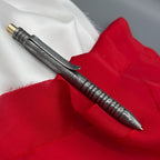 Damascus Steel Bolt Action Pen, Grooved — Viking Style