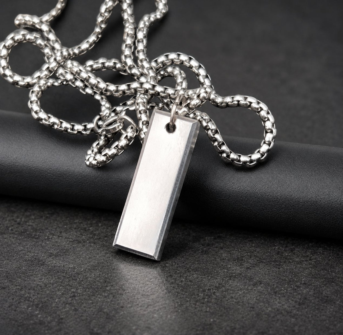 Raw Titanium Bar Pendant — Minimalist Necklace, view 3
