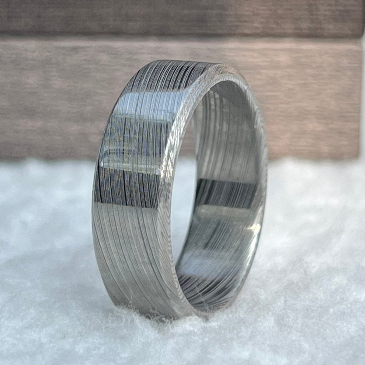 Damascus Stainless Steel Wedding Band — Groomsmen Gift