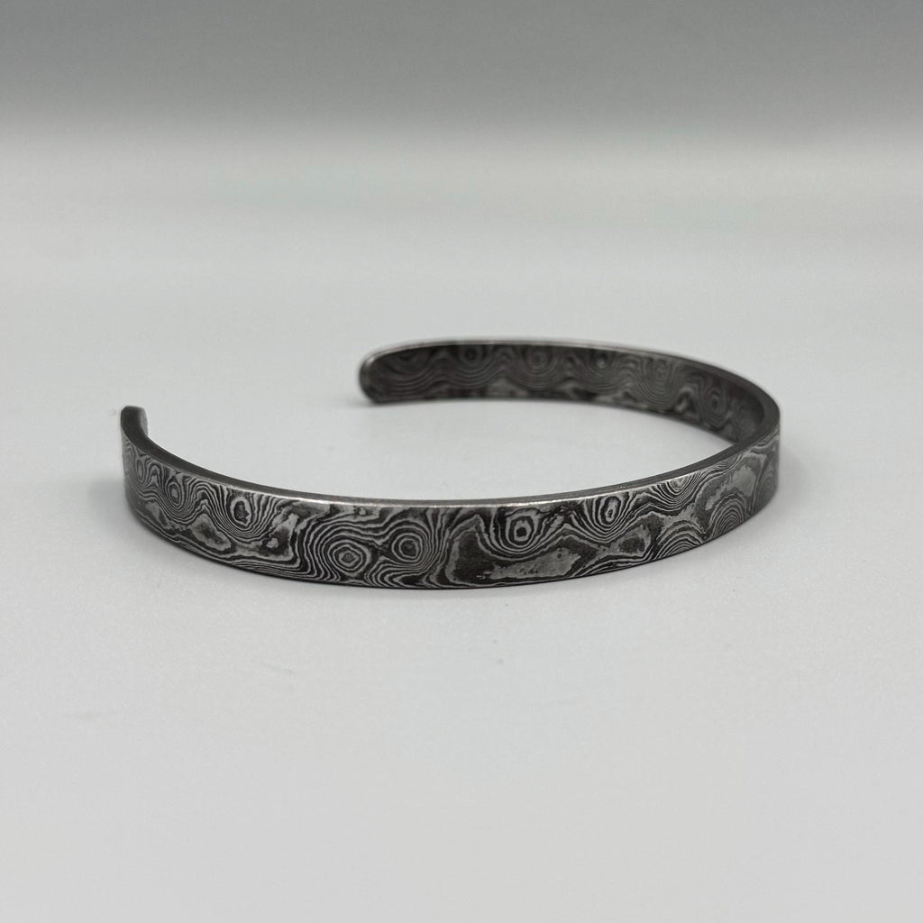 Damascus Steel Cuff Bracelet — Simple Minimalist Band