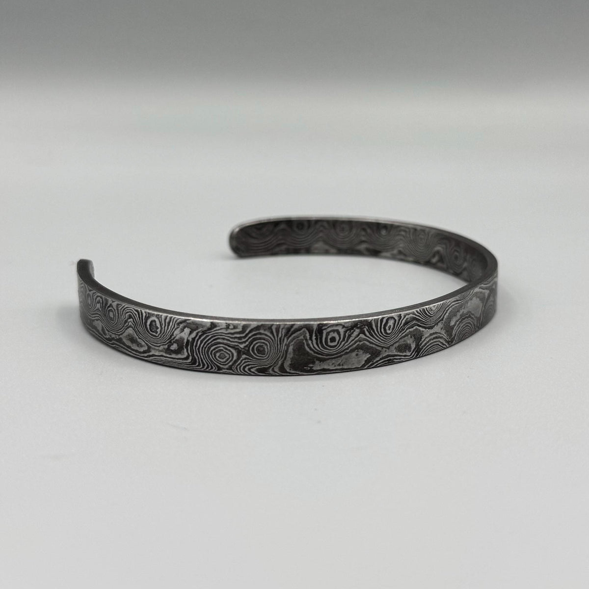 Damascus Steel Cuff Bracelet — Simple Minimalist Band