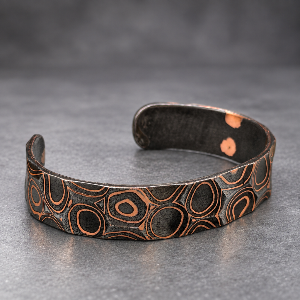 The Anvil Copper Damascus Cuff — Hammered, 15 mm, view 5