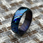 Timascus Wedding Band, Domed — Titanium Damascus Ring