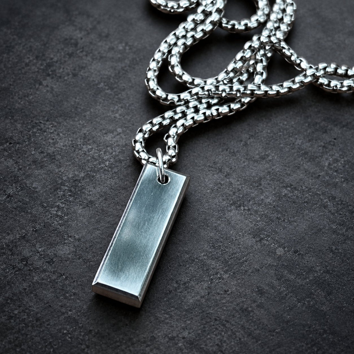 Raw Titanium Bar Pendant — Minimalist Necklace