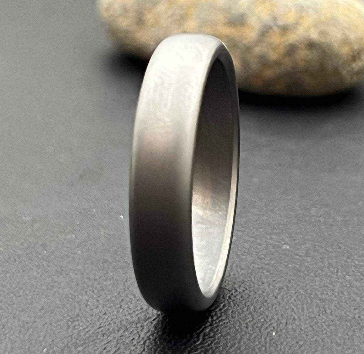 Sand Blasted Titanium Wedding Band — Modern Minimalist Ring