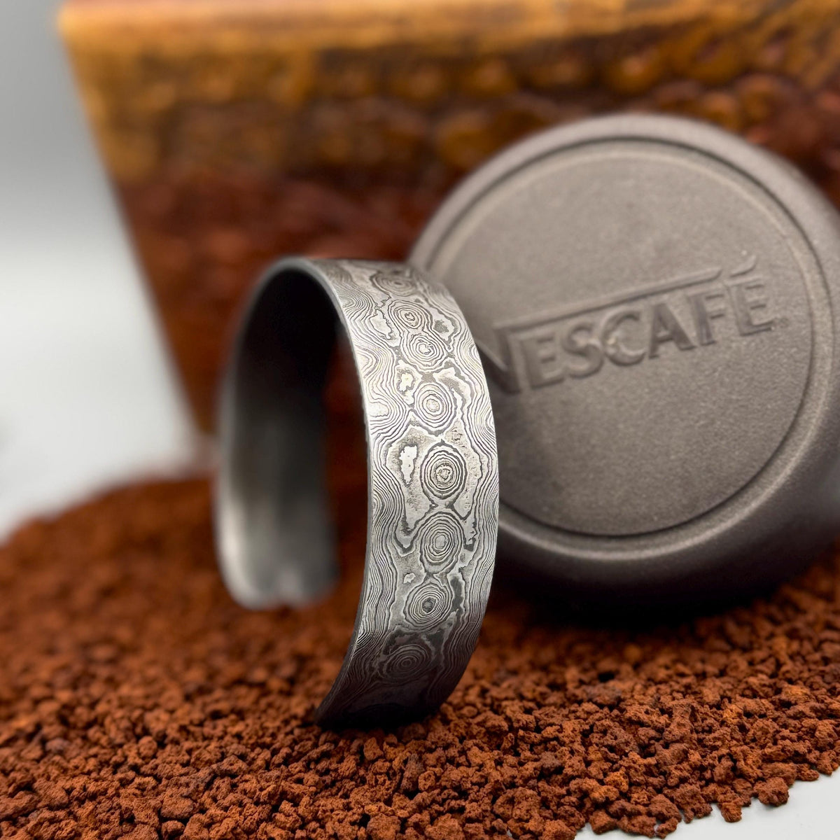Damascus Steel Cuff Bracelet, 10 mm — Viking Bangle