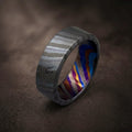 Zircoti Wedding Band — Black Chamfered Mokuti Ring