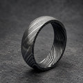 Damascus Steel Wedding Band, 6 mm Domed — Deep Pattern
