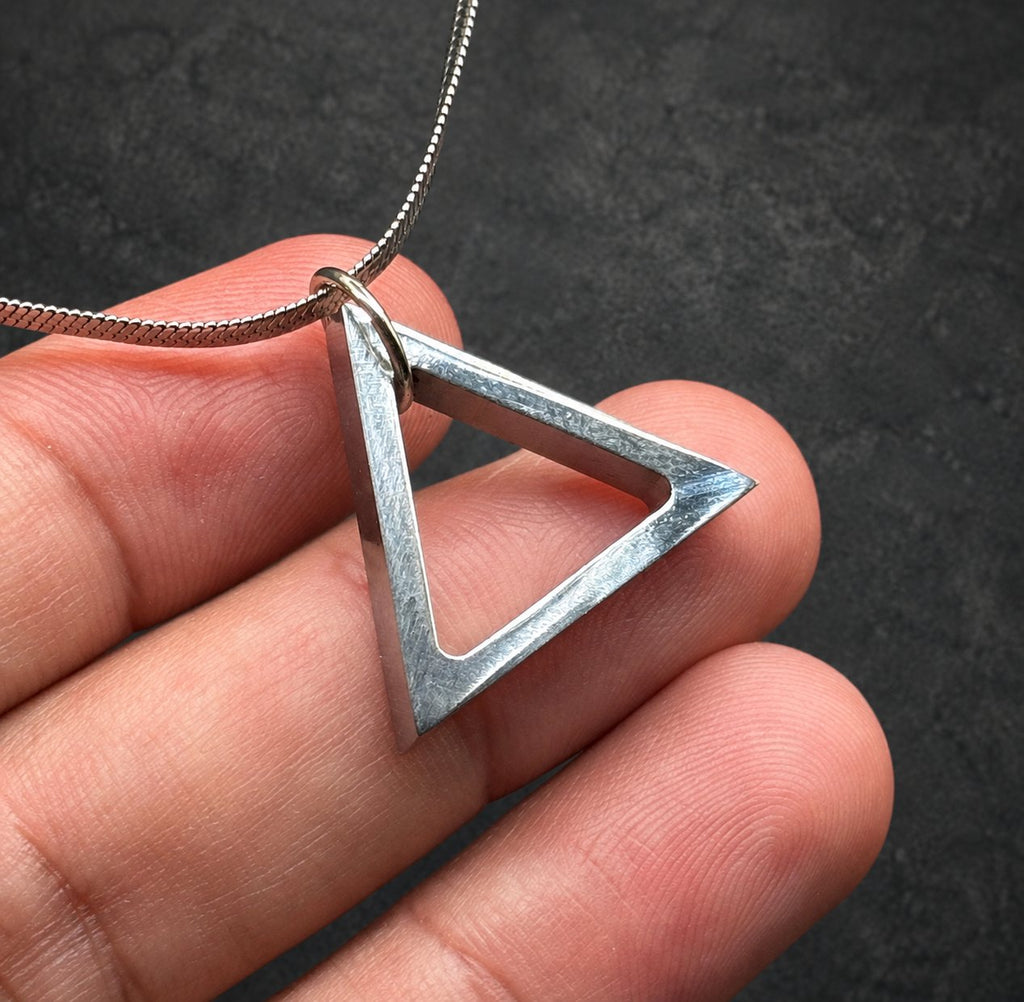 Titanium Triangle Pendant — Boho Minimalist Necklace, view 5