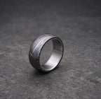 Damascus Steel Wedding Band with Titanium Inlay, view 6