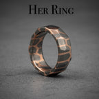 Faceted Superconductor His & Hers Ring Set — Copper Niobium Honeycomb