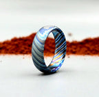 Zircoti Wedding Band — Black Titanium Damascus Ring