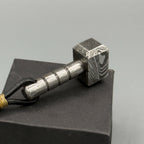 Damascus Steel Thor Hammer Keychain — EDC Collectible
