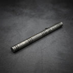 Damascus Steel Ballpoint Pen with Leather Holder — Grooved Grip
