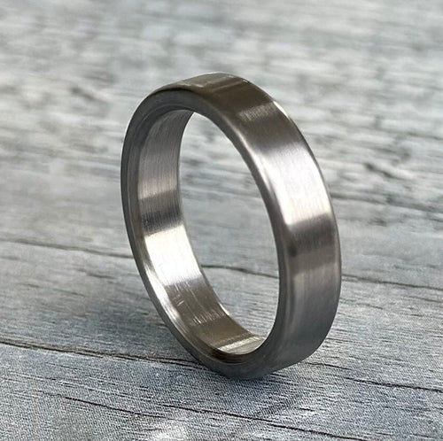 Brushed Titanium Wedding Band — Minimalist Industrial Ring