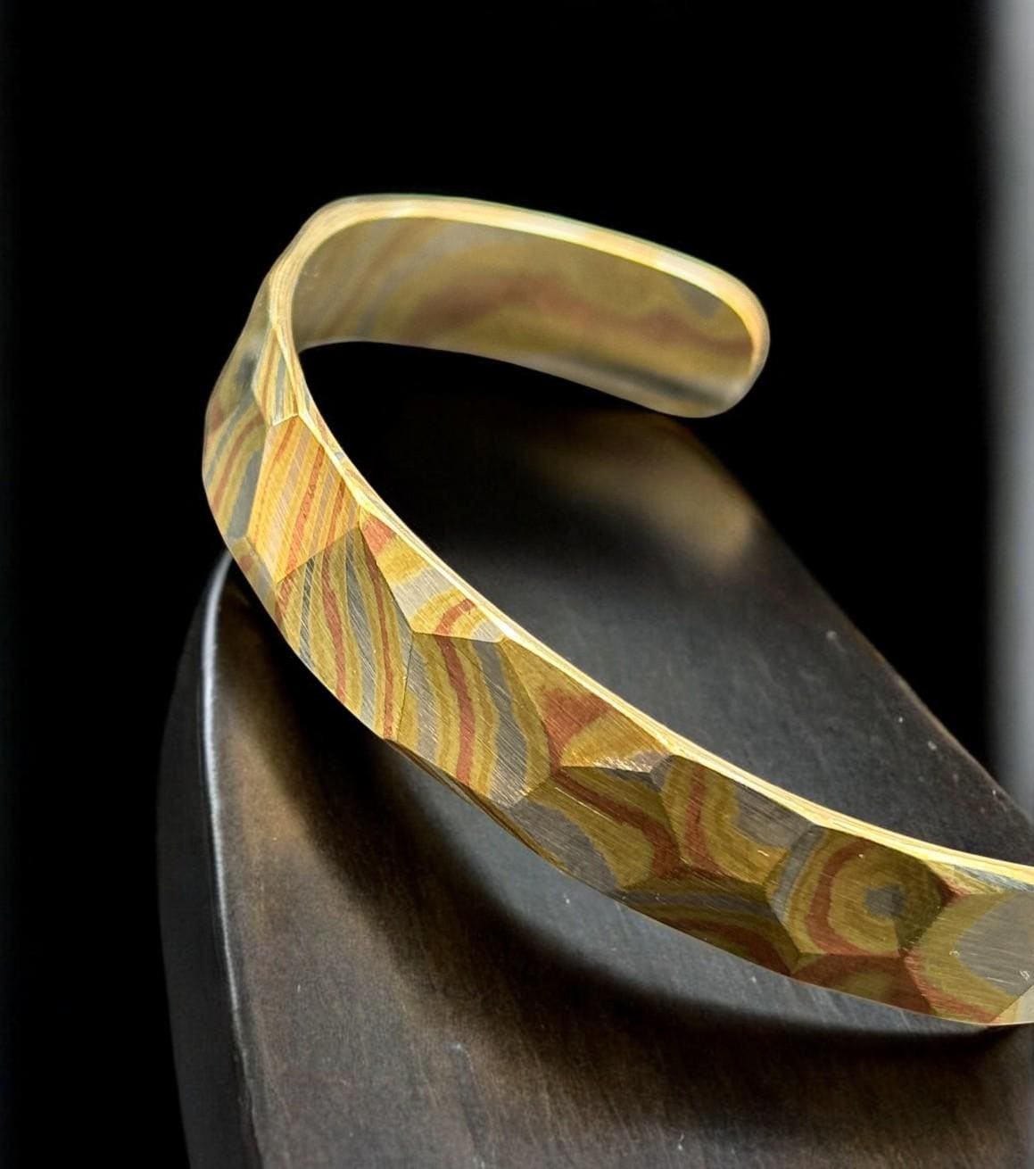 Mokume Gane Cuff Bracelet — Hammered Viking Bangle