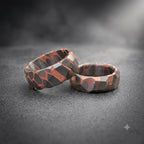 Faceted Superconductor His & Hers Ring Set — Copper Niobium Honeycomb