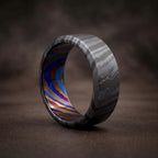 Zircoti Wedding Band — Black Chamfered Mokuti Ring