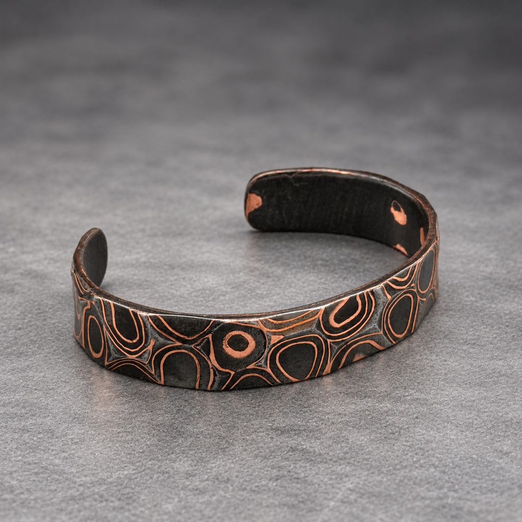 The Anvil Copper Damascus Cuff — Hammered, 15 mm, view 7