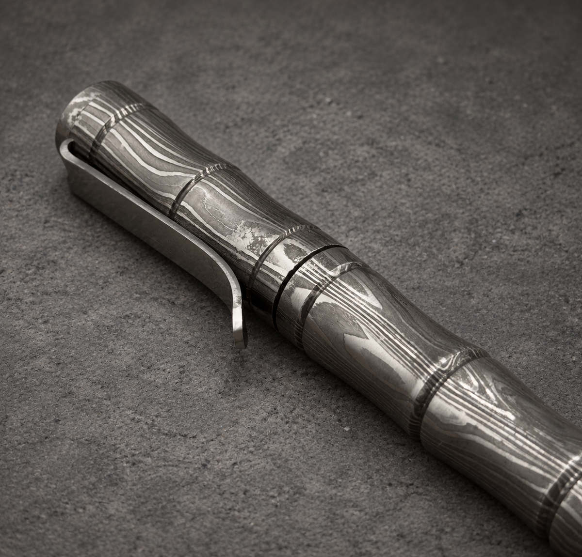 Damascus Steel Ballpoint Pen — Personalized Pocket Clip, view 4