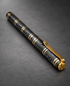 Damascus Steel Fountain Pen with Copper Clip, view 7