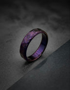 Purple Titanium Wedding Band — Hammered Texture