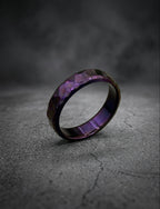 Purple Titanium Wedding Band — Hammered Texture