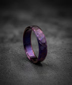 Purple Titanium Wedding Band — Hammered Texture