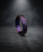 Purple Titanium Wedding Band — Hammered Texture