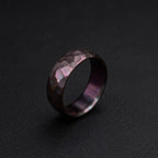 Domed Shape Purple Titanium Wedding Band — Hammered Texture