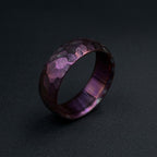 Domed Shape Purple Titanium Wedding Band — Hammered Texture