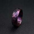 Domed Shape Purple Titanium Wedding Band — Hammered Texture