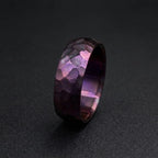 Domed Shape Purple Titanium Wedding Band — Hammered Texture
