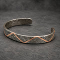 Damascus Steel Cuff Bracelet with Copper Zigzag Inlay — Viking Bangle