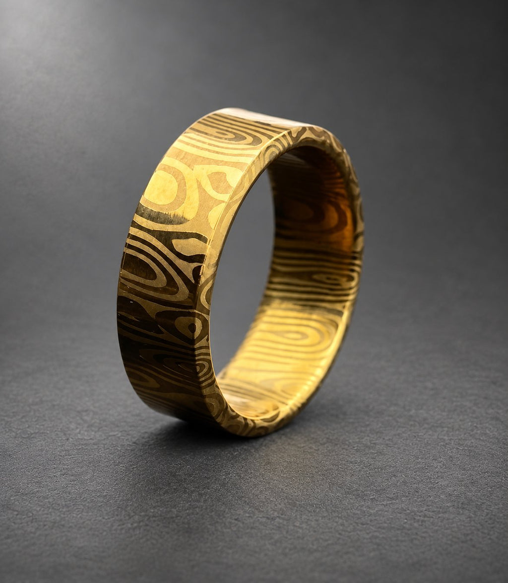 Gold Plated Damasteel Wedding Band — Groomsmen Gift, view 6
