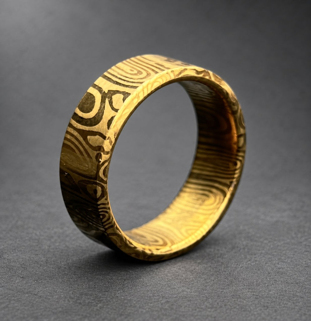 Gold Plated Damasteel Wedding Band — Groomsmen Gift, view 4