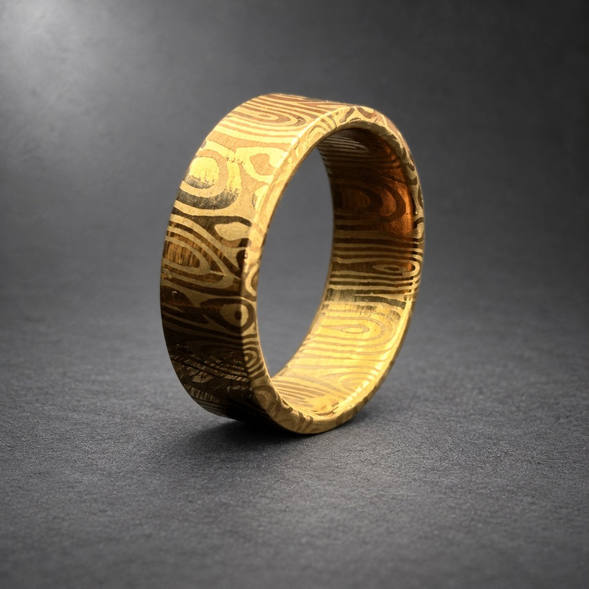 Gold Plated Damasteel Wedding Band — Groomsmen Gift