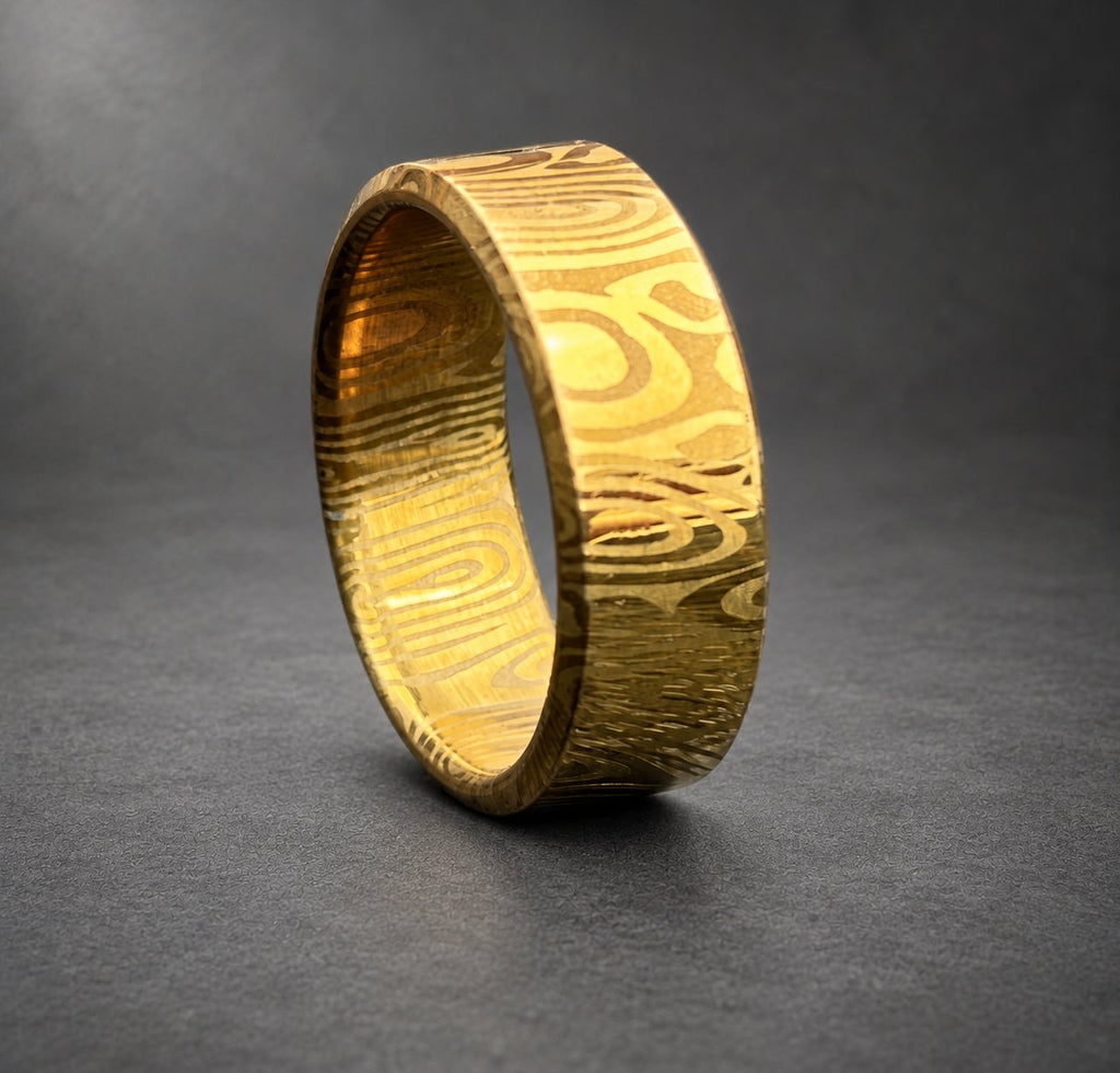 Gold Plated Damasteel Wedding Band — Groomsmen Gift, view 3