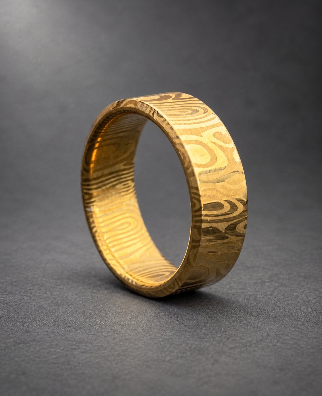 Gold Plated Damasteel Wedding Band — Groomsmen Gift, view 2