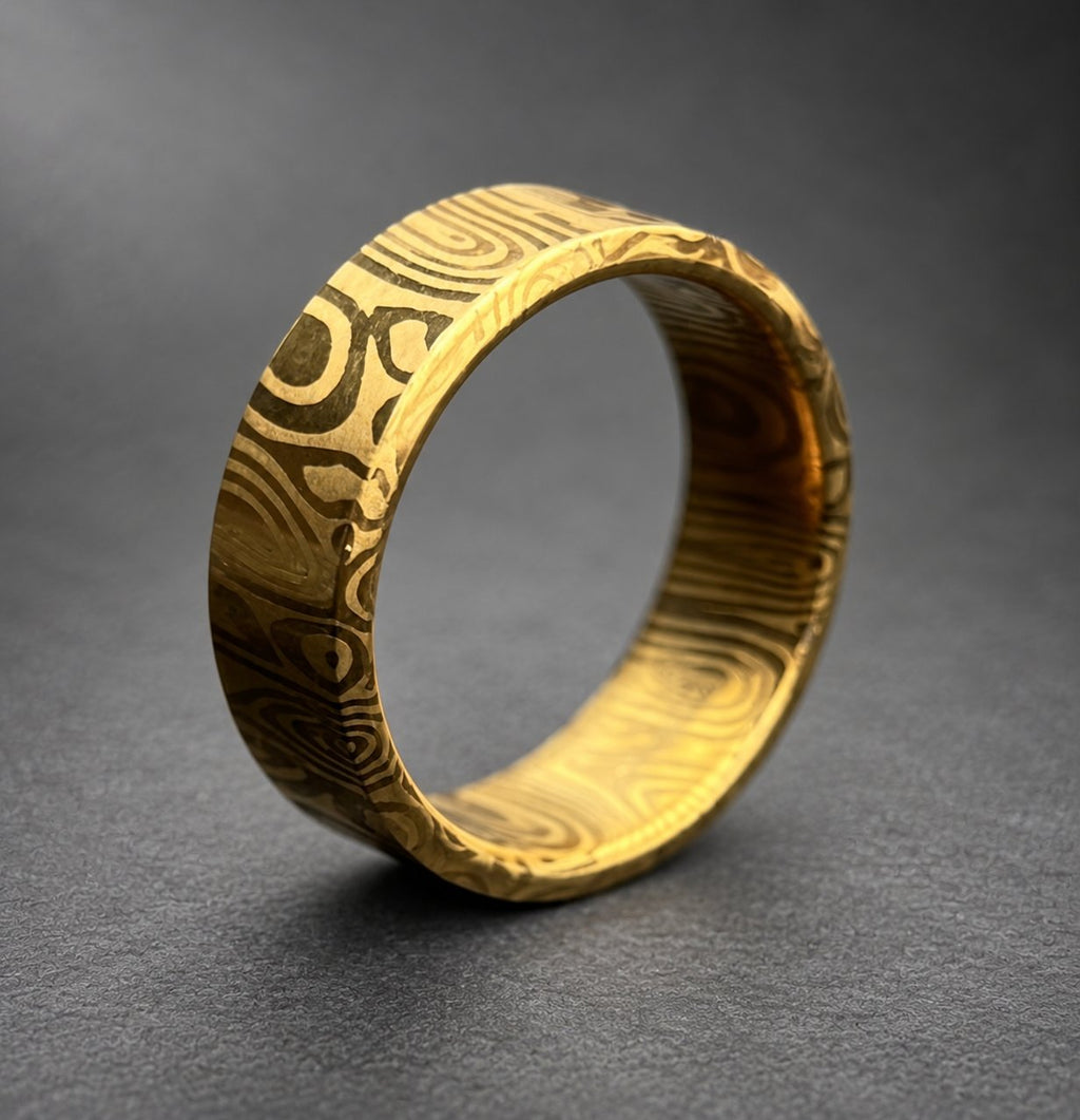 Gold Plated Damasteel Wedding Band — Groomsmen Gift, view 5
