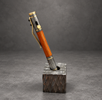 Damascus Steel Ballpoint Pen — Personalized Copper Clip, view 2