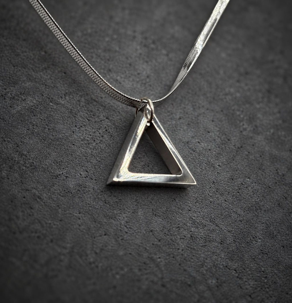 Titanium Triangle Pendant — Boho Minimalist Necklace, view 4
