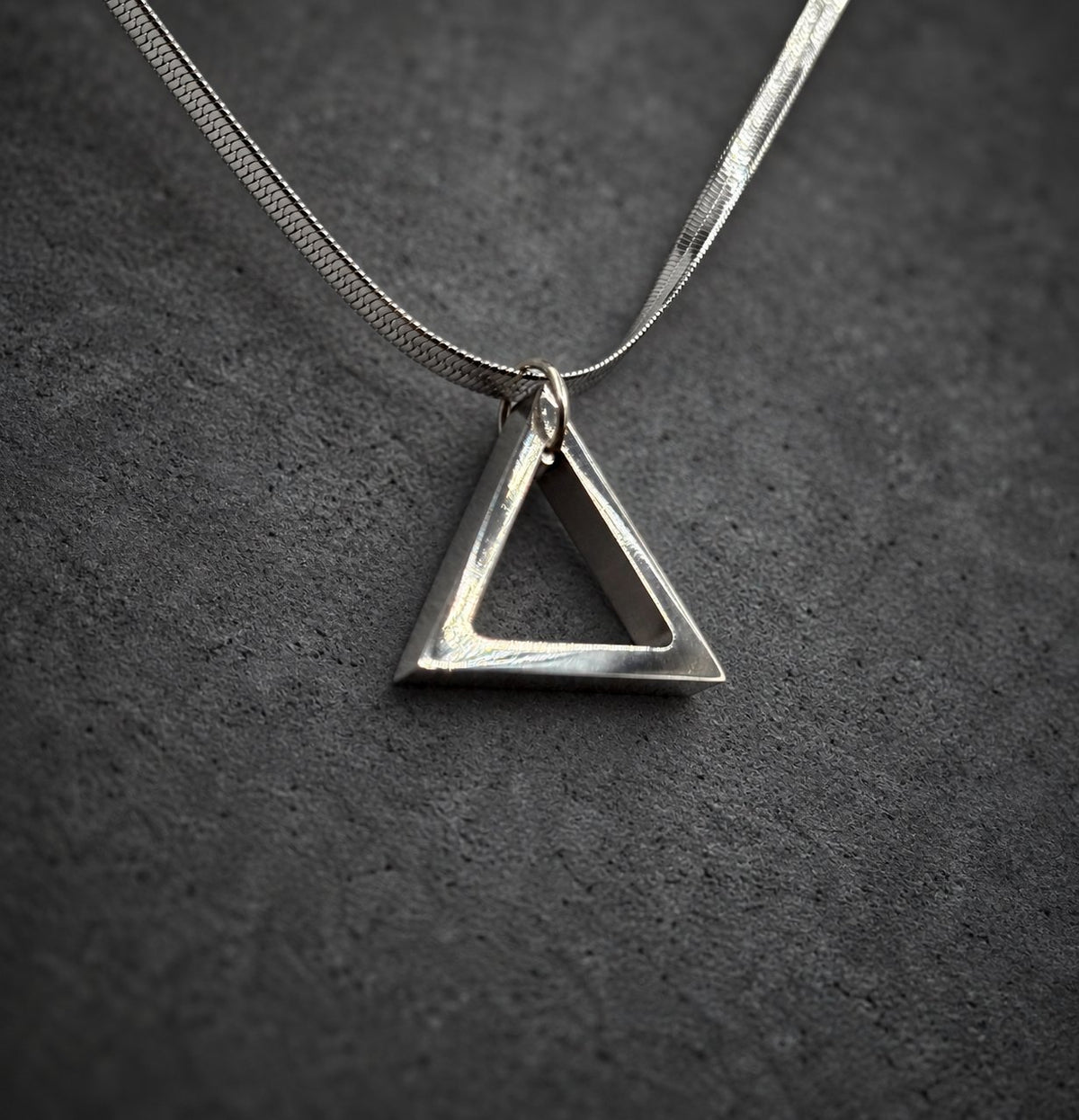 Titanium Triangle Pendant — Boho Minimalist Necklace, view 4