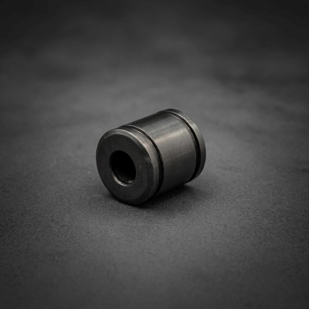 Zirconium Cylinder Lanyard Bead — Black Paracord Knife Bead