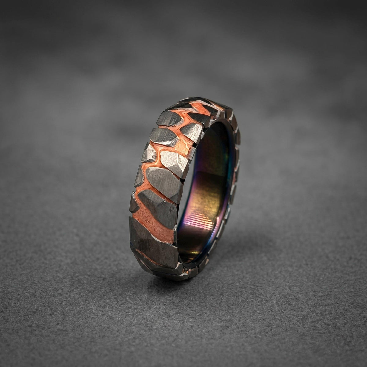 Superconductor Wedding Band — Copper Niobium Deep Etched