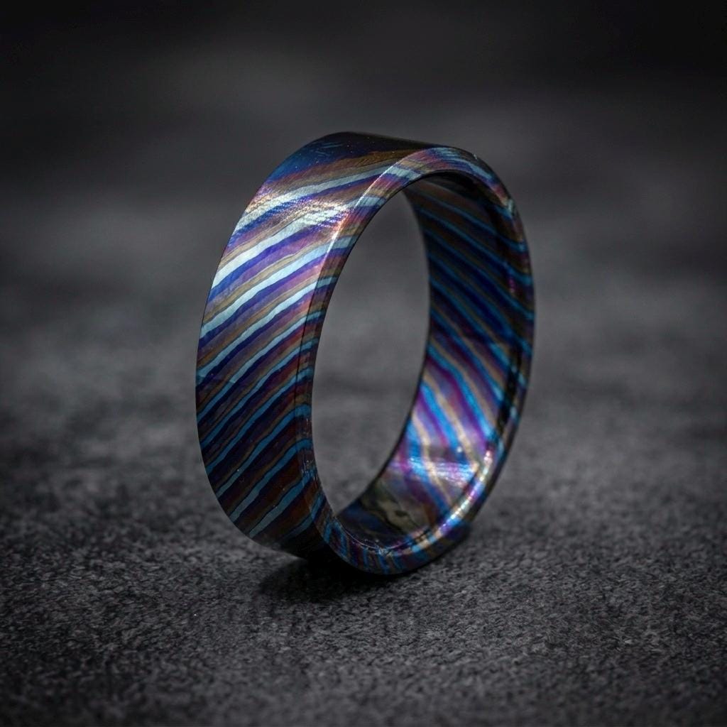 Timascus Wedding Band — Zirconium Titanium Ring