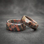 Faceted Superconductor His & Hers Ring Set — Copper Niobium Honeycomb