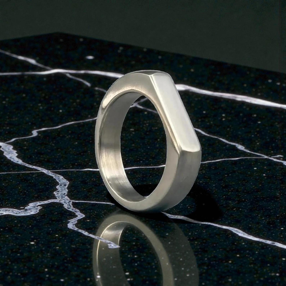 Titanium Signet Ring — Hand Carved Groomsmen Gift