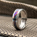 Damasteel and Timascus Wedding Band — Titanium Inlay